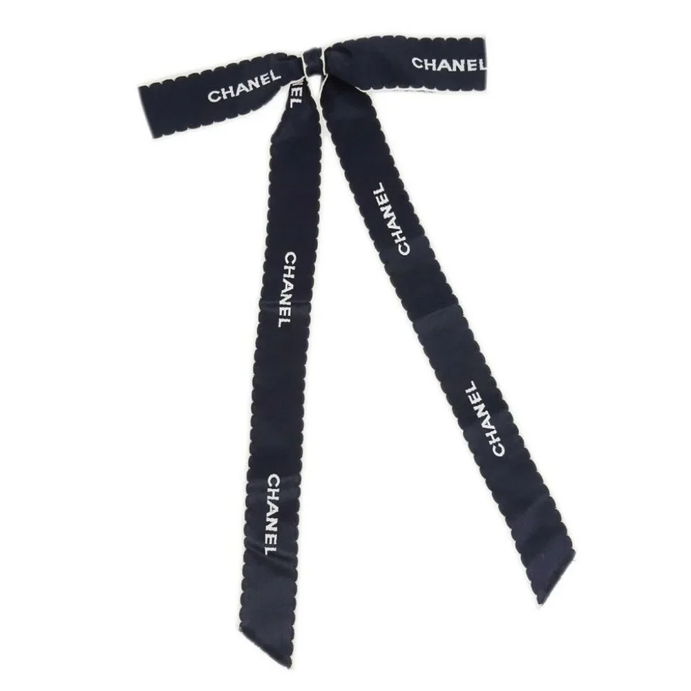 Chanel Bow Brooch Pin Navy